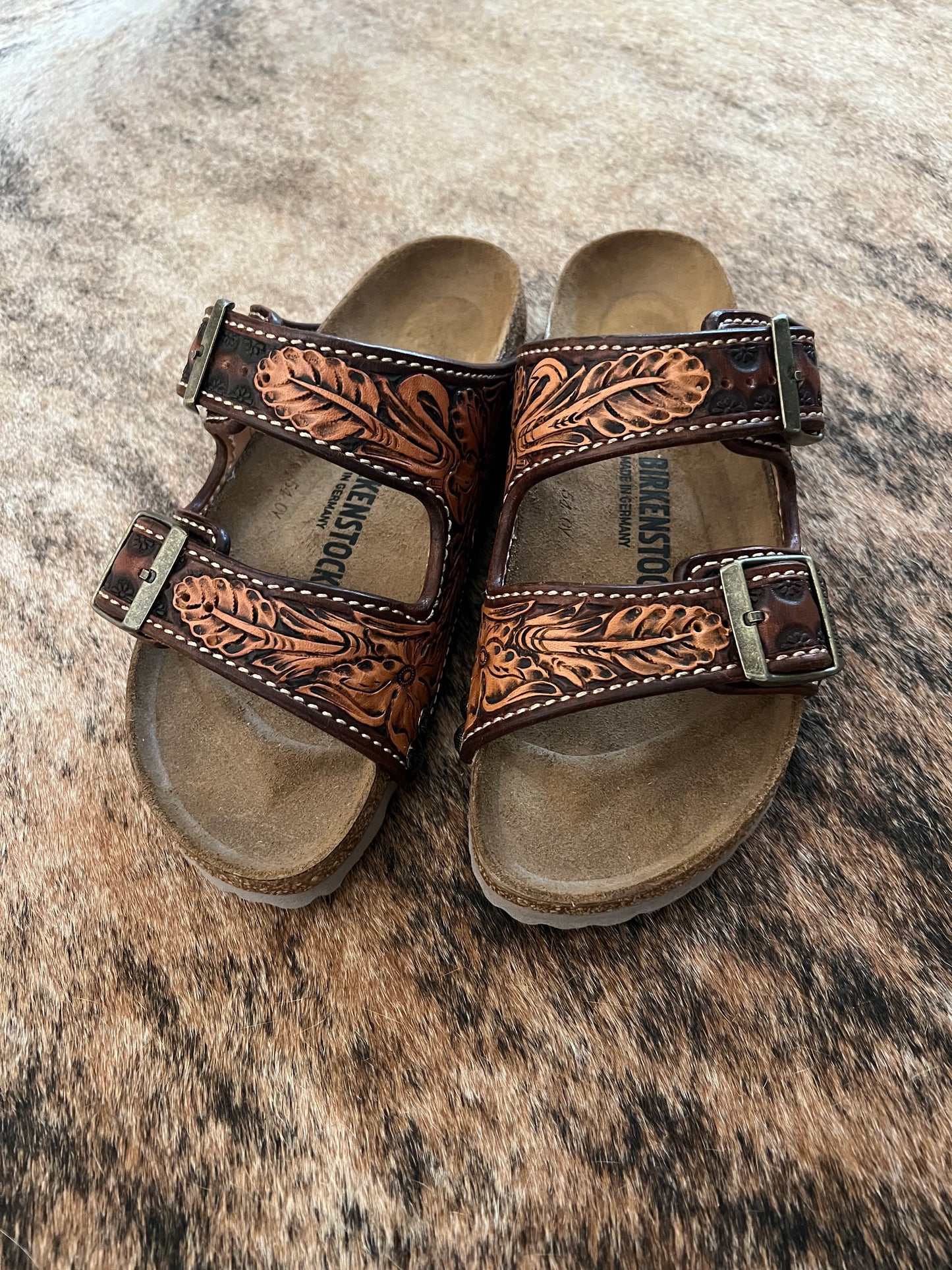 Tooled Leather Sandals (Size 8)